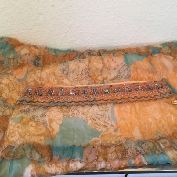 NWT Hale Bob Boho style georgette beaded tier skirt - Picture 10 of 13